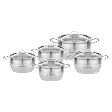 طقم حلل نوفال ستانلس ستيل - 10 قطع