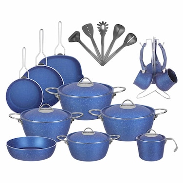 طقم طهي نوفال فيجن جرانيت - 23 قطعة - ازرق
