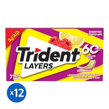 لبان ترايدنت بنكهة الليمون والتوت - 7 قطع لبان - 12 عبوة