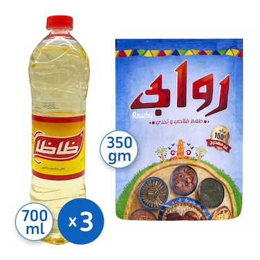 زيت خليط ظاظا 700 مل - 3 زجاجات + كيس سمن روابي - 350 جرام