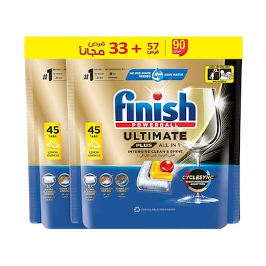 أقراص غسالة الأطباق فينش التيميت بلس برائحة الليمون - 57 قرص + 33 قرص مجانًا