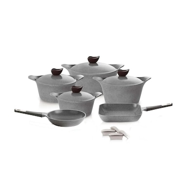 طقم حلل نيوفلام ايني جرانيت - 14 قطعة - رمادي