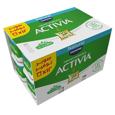 زبادي أكتيفيا سادة - 85 جرام - 12 قطعة