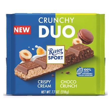 Ritter Sport Crunchy Duo Crispy Cream and Choco Crunch Chocolate - 218 gm