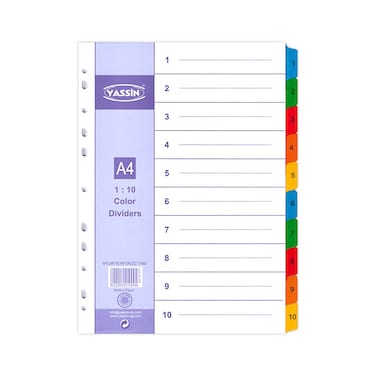 Yassin Classic A4 Colored Index Dividers - 10 Tabs