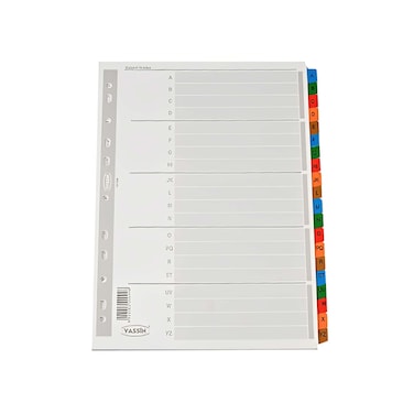 فواصل ملفات ياسين كلاسيك مقاس A4 ملونة - من A إلى Z