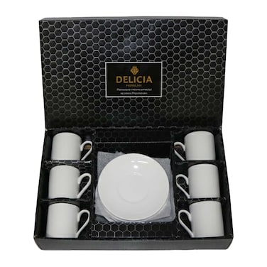 طقم قهوة بورسلين - 12 قطعة - أبيض