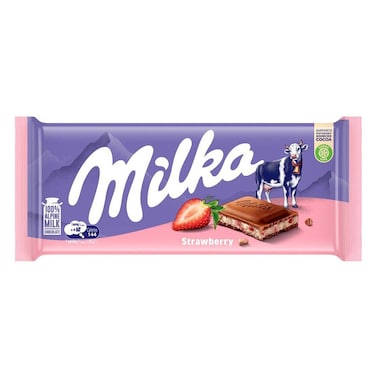 Milka Strawberry Chocolate Bar - 90gm