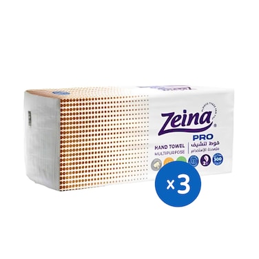 مناديل يد متعددة الأغراض زينة - 300 منديل - عبوة من 3 قطع