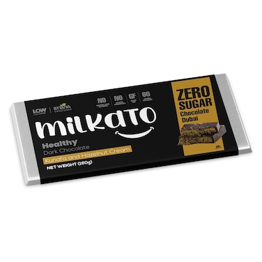 Milkato Sugar-Free Dark Chocolate Stuffed with Kunafa and Hazelnut Cream - 160 gm