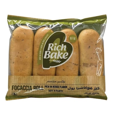 Rich Bake Focaccia Roll Bread - 4 Pieces