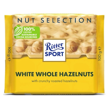 شوكولاتة بيضاء ريتر سبورت بالبندق الكامل - 100 جرام