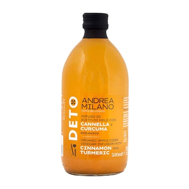 خل التفاح العضوي أندريا ميلانو بالقرفة والكركم - 500 مل
