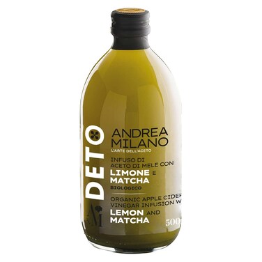 خل التفاح العضوي أندريا ميلانو بالليمون والماتشا - 500 مل