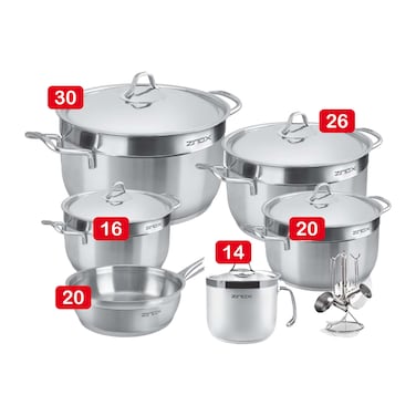 طقم حلل زينوكس برايم ستانلس ستيل - 15 قطعة