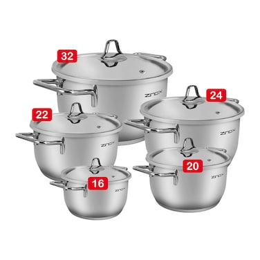 طقم حلل زينوكس ميجا ستانلس ستيل - 10 قطع