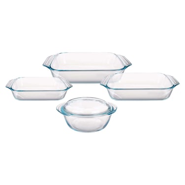 طقم اطباق فرن بايركس زجاجي - 5 قطع - شفاف