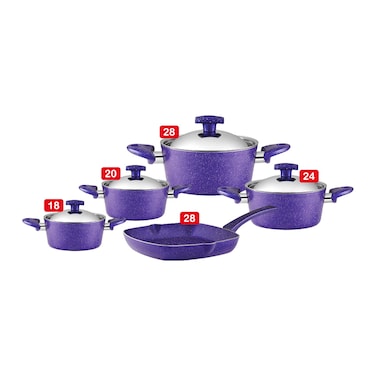 طقم حلل ألفا جرانيت - 9 قطع