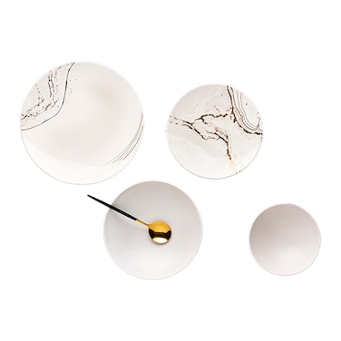 طقم عشاء لوتس بورسلين - 16 قطعة - 6042