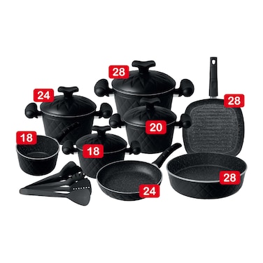 طقم حلل جرانيت وان هاندرد - 17 قطعة