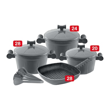 طقم حلل جرانيت وان هاندرد أوكتاجون - 12 قطعة