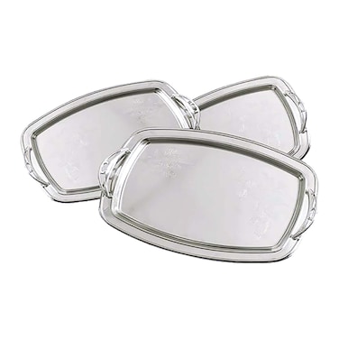 طقم صواني تقديم نوفال - 3 قطع - فضي