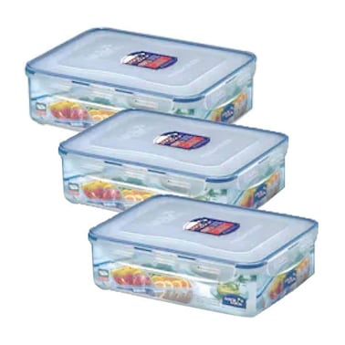 Lock and Lock Rectangular Food Containers Set - 1 Liters - 3 Pieces