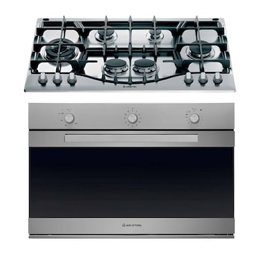 مسطح اريستون بلت ان 6 شعلة 90 سم ستانلس ستيل - PHN961TSIX + فرن غاز اريستون بلت ان 90 سم ستانليس ستيل - GGSM53IXA3