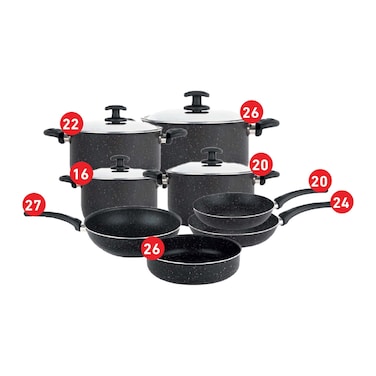 طقم حلل نوفال كلاسيك جرانيت - 12 قطعة