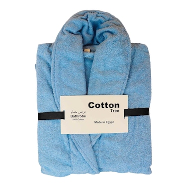 برنس حمام قطن كوتون تري - أزرق فاتح - لارج