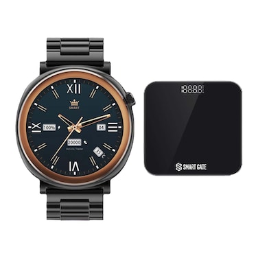 ساعة سمارت جيت الذكية S1 - أسود + ميزان سمارت جيت فيت الذكي