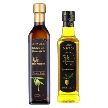 زيت زيتون نايل جاردن بكر ممتاز - 500 مل + زيت زيتون بكر - 250 مل