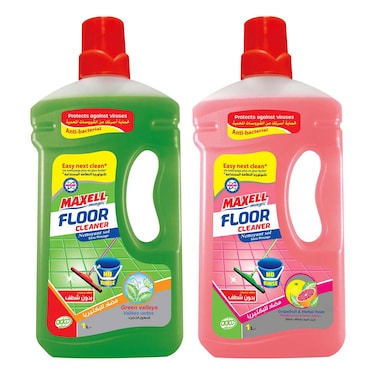 منظف الارضيات ماكسيل جرين فالي - 1 لتر + منظف ارضيات برائحة الجريب فروت - 1 لتر
