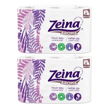 مناديل تواليت زينة مضغوطة برائحة اللافندر - 6 بكرة - عبوتين