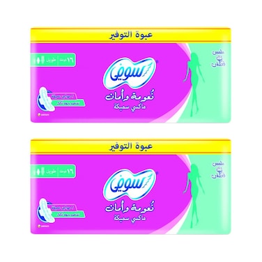 فوط صحية سوفي ماكسي سميكة طويلة - 16 فوطة - عبوتين