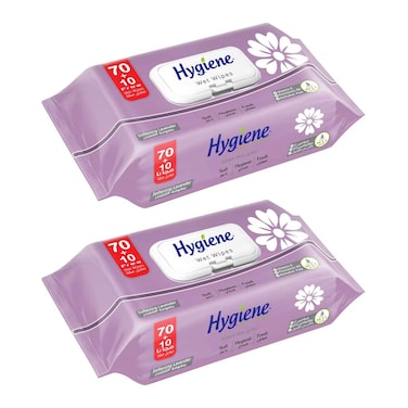 مناديل مبللة هايجين برائحة اللافندر - 80 منديل - عبوتين