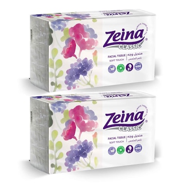 مناديل الوجه زينة - 300 منديل - عبوتين