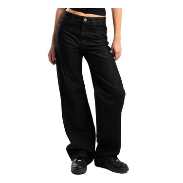 LC WOMEN DENIM PANT STRAIGHT BLK 36