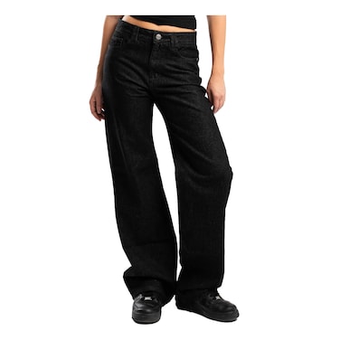 LC WOMEN DENIM PANT STRAIGHT BLK 42