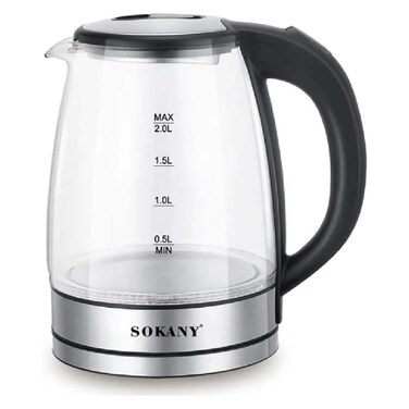 Sokany Electric Kettle 2 Liters 1800 Watt - Transparent - SK-1098