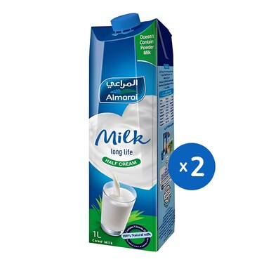 Almarai Half Cream Milk - 1 Liter - 2 Pieces