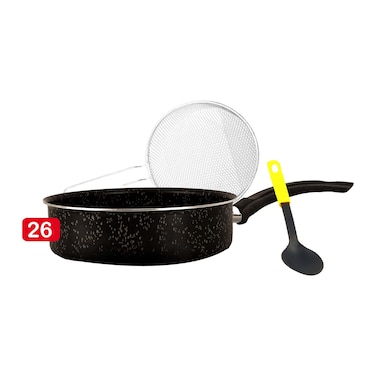 طقم مقلاة تروفال S26 مع شبكة وملعقة تقديم