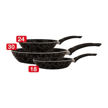 طقم مقلاة تروفال - أسود - 3 قطع - 18-24-30 سم