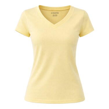 LC S26 WOMEN T-SHIRT V NECK YELOW M