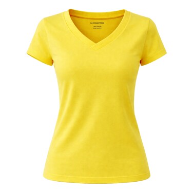 LC S26 WOMEN T-SHIRT V NECK GOLD M