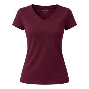 LC S26 WOMEN T-SHIRT V NECK BRGDYXL