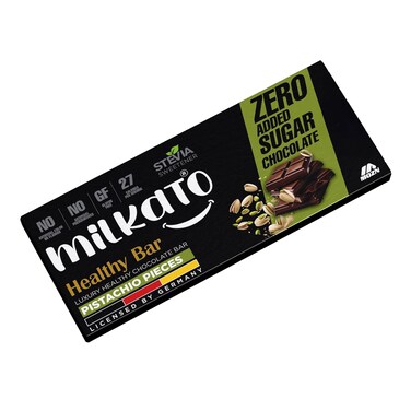 Milkato Healthy Chocolate Bar with Pistachio Pieces - 90 gm