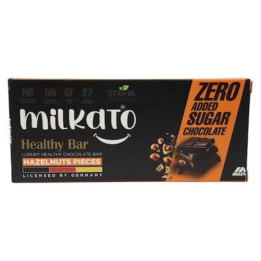 Milkato Healthy Chocolate Bar with Hazelnut Pieces - 90gm
