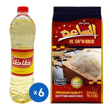 زيت خليط ظاظا 700 مل- 6 زجاجات + أرز الساعة - 1 كجم