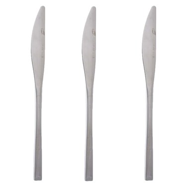 Zinnia Stainless Steel Slender Mirror Table Knife Set - 3 Pieces - Silver